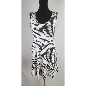 Kardashian Kollection Dress Zebra Womens M Black & White Animal Print Bold